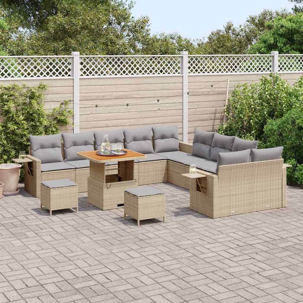 Garten-Sofa-Set 13 pcs Beige Poly-Rattan