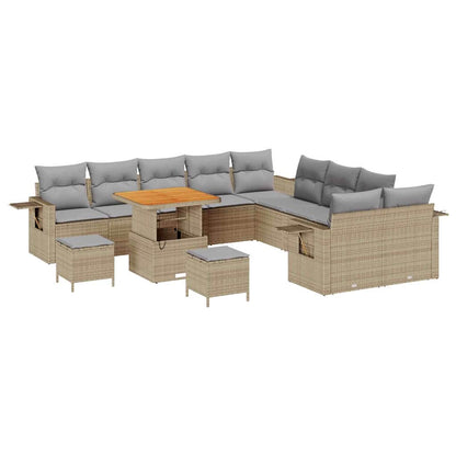 Garten-Sofa-Set 13 pcs Beige Poly-Rattan