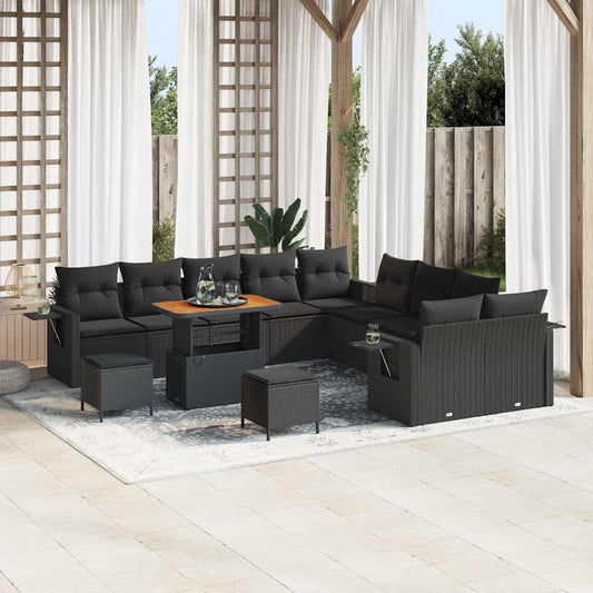 Garten-Sofa-Set 13 pcs Schwarz Poly-Rattan