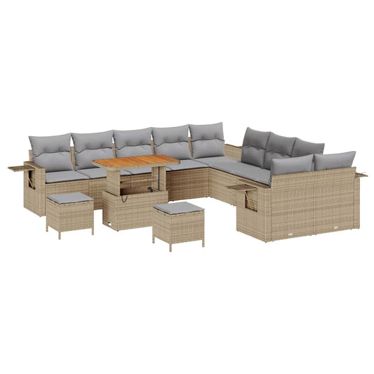 Garten-Sofa-Set 13 pcs Beige Poly-Rattan
