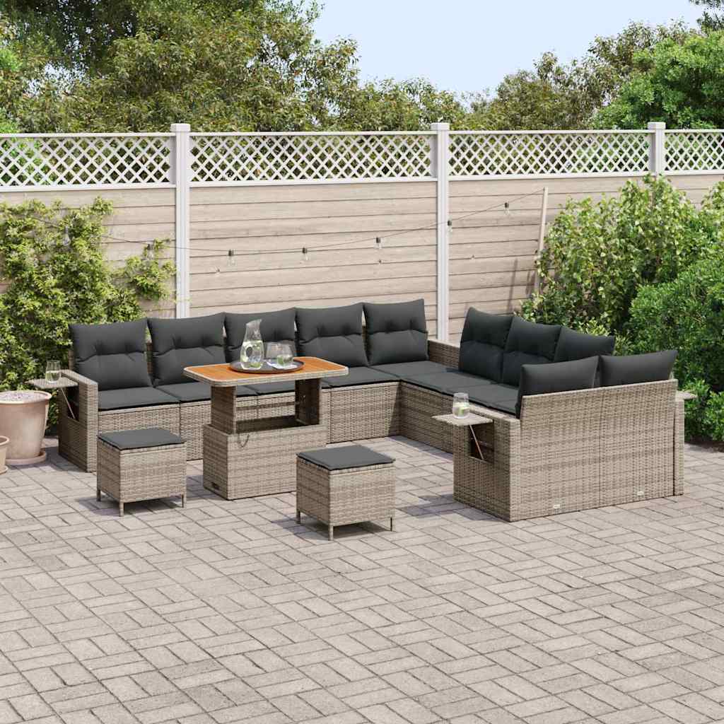 Garten-Sofa-Set 13 pcs Grau Poly-Rattan
