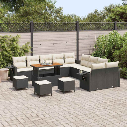 Garten-Sofa-Set 14 pcs Schwarz Poly-Rattan
