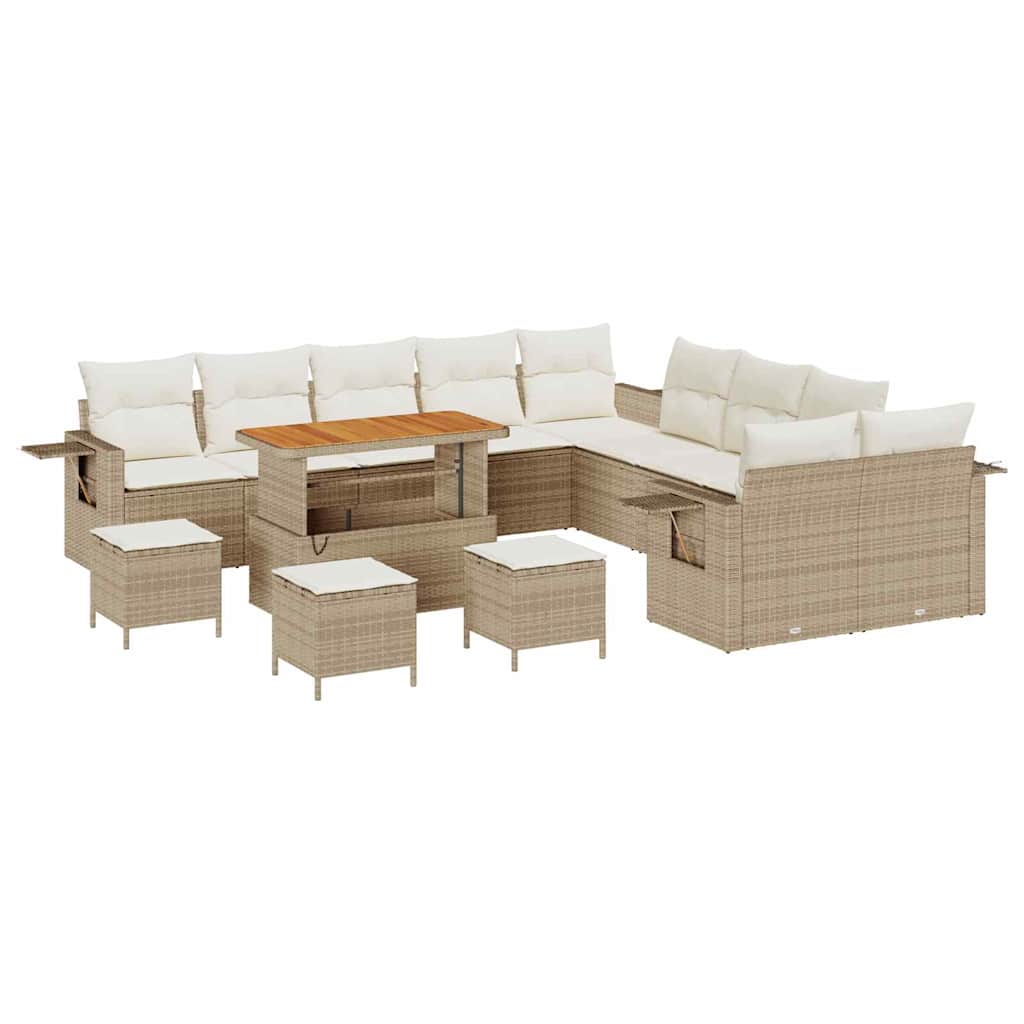 Garten-Sofa-Set 14 pcs Beige Poly-Rattan