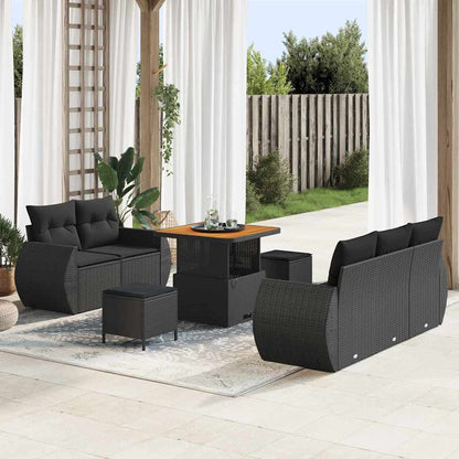 Garten-Sofa-Set 8 pcs Schwarz Poly-Rattan