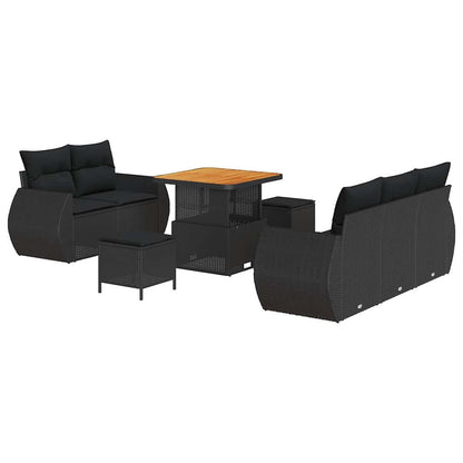 Garten-Sofa-Set 8 pcs Schwarz Poly-Rattan