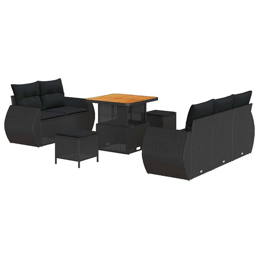 Garten-Sofa-Set 8 pcs Schwarz Poly-Rattan