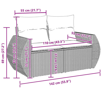Garten-Sofa-Set 8 pcs Schwarz Poly-Rattan