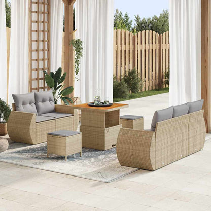 Garten-Sofa-Set 8 pcs Beige Poly-Rattan