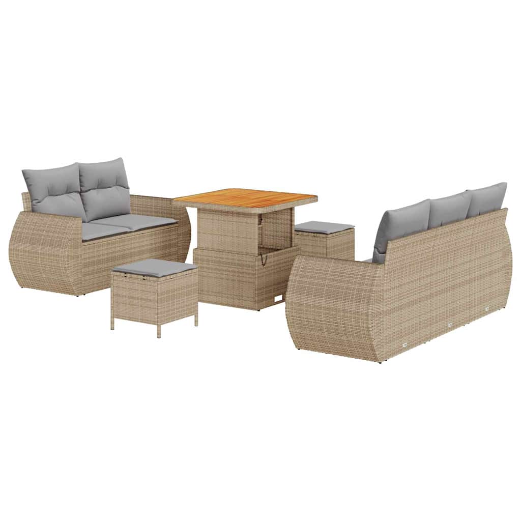 Garten-Sofa-Set 8 pcs Beige Poly-Rattan