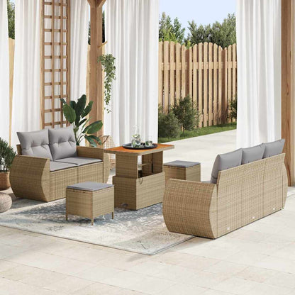 Gartensofa-set mit Kissen 8 pcs Beige Poly-Rattan