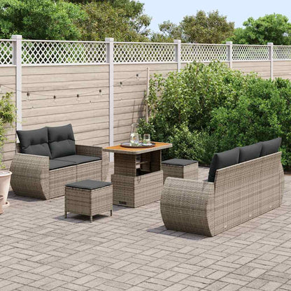 Garten-Sofa-Set 8 pcs Grau Poly-Rattan