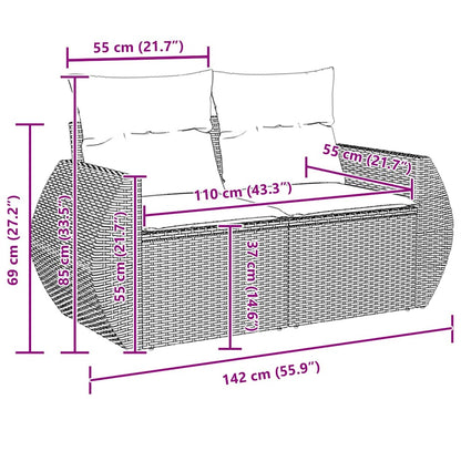 Garten-Sofa-Set 8 pcs Grau Poly-Rattan
