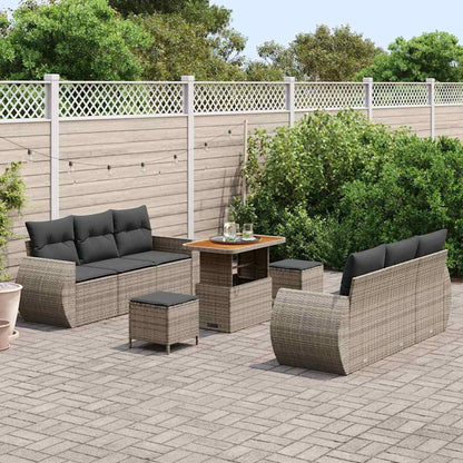 Garten-Sofa-Set 9 pcs Grau Poly-Rattan