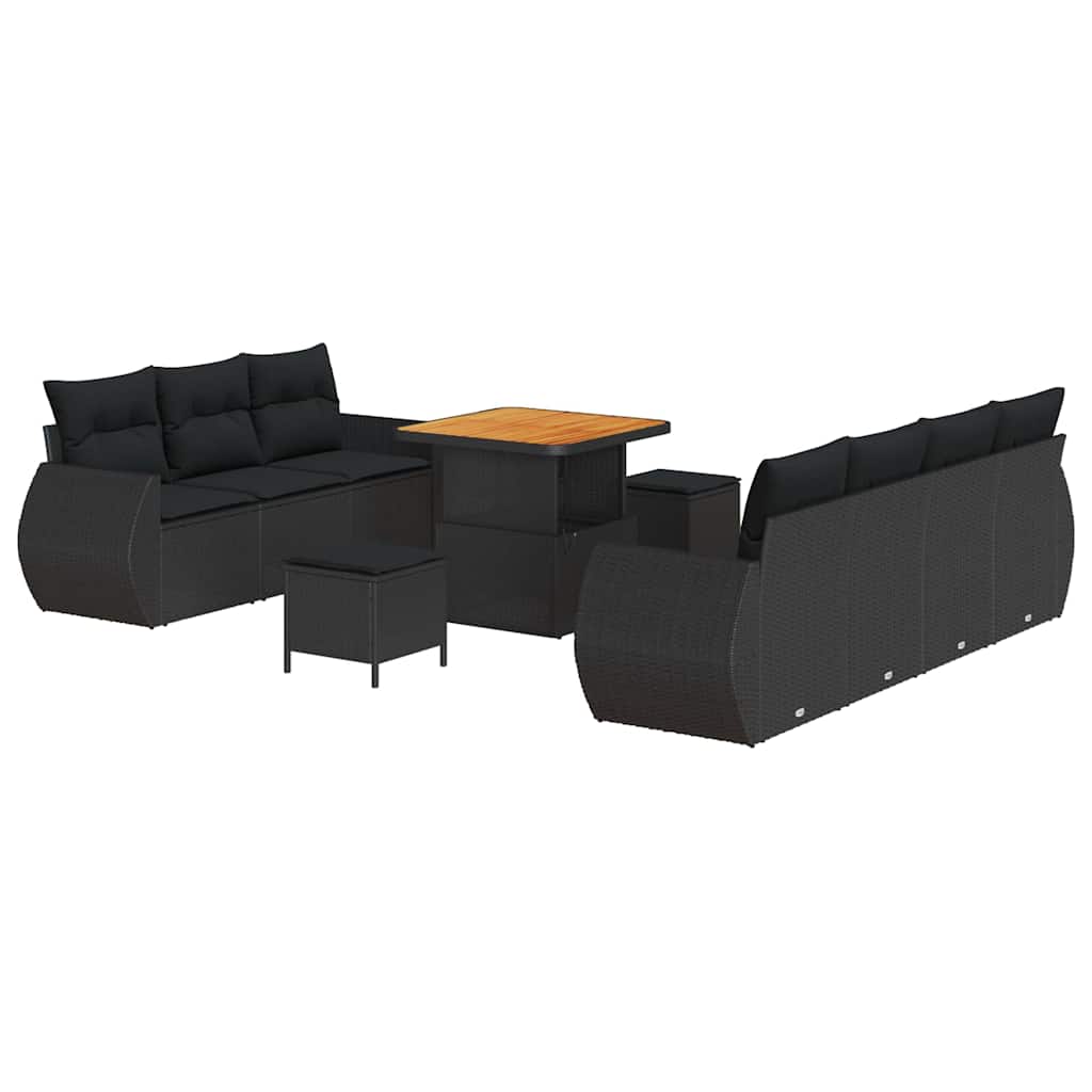 Garten-Sofa-Set 10 pcs Schwarz Poly-Rattan