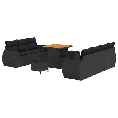 Garten-Sofa-Set 10 pcs Schwarz Poly-Rattan