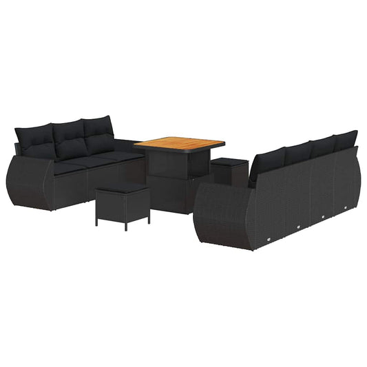 Garten-Sofa-Set 10 pcs Schwarz Poly-Rattan