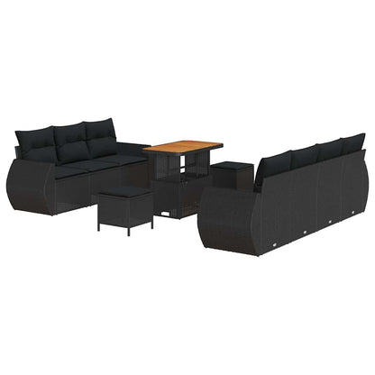 Garten-Sofa-Set 10 pcs Schwarz Poly-Rattan