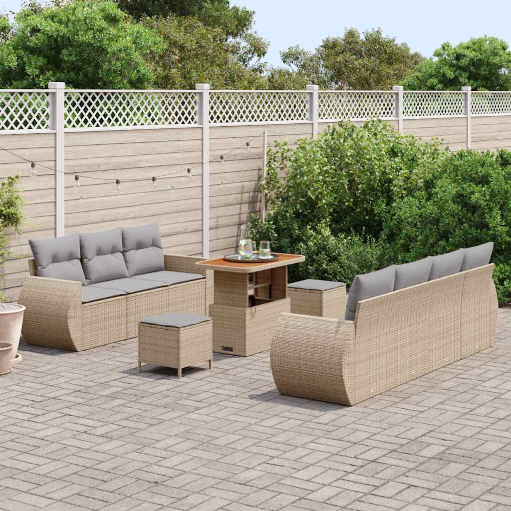 Garten-Sofa-Set 10 pcs Beige Poly-Rattan