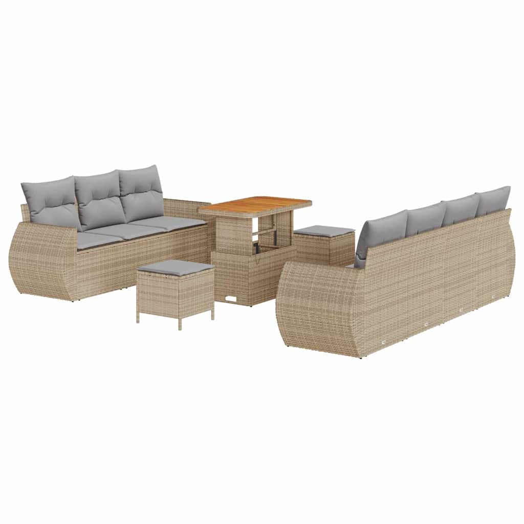 Garten-Sofa-Set 10 pcs Beige Poly-Rattan