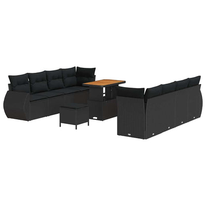Garten-Sofa-Set 11 pcs Schwarz Poly-Rattan