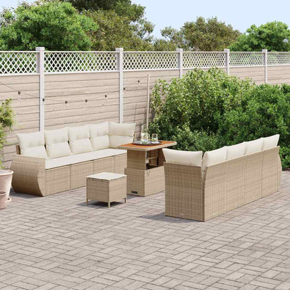 Garten-Sofa-Set 11 pcs Beige Poly-Rattan