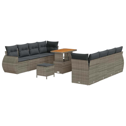 Garten-Sofa-Set 11 pcs Grau Poly-Rattan