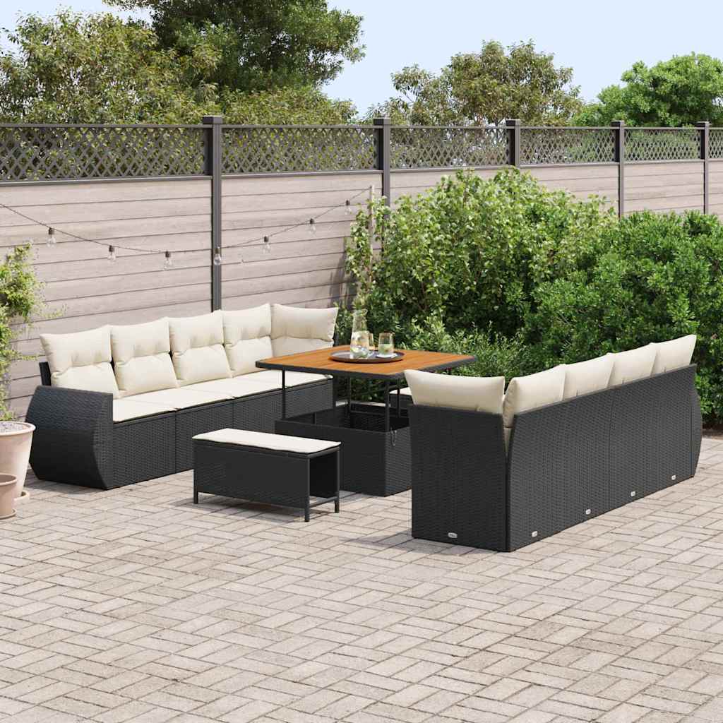 Garten-Sofa-Set 11 pcs Schwarz Poly-Rattan