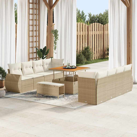 Garten-Sofa-Set 11 pcs Beige Poly-Rattan