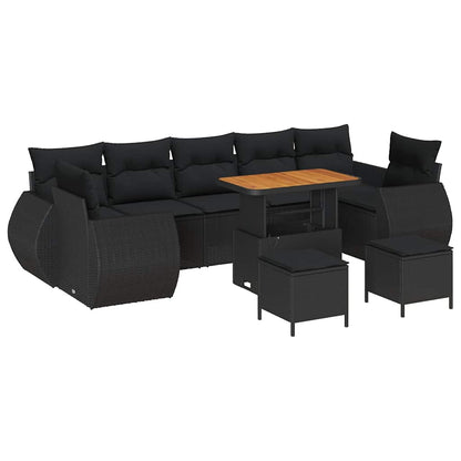 Garten-Sofa-Set 10 pcs Schwarz Poly-Rattan