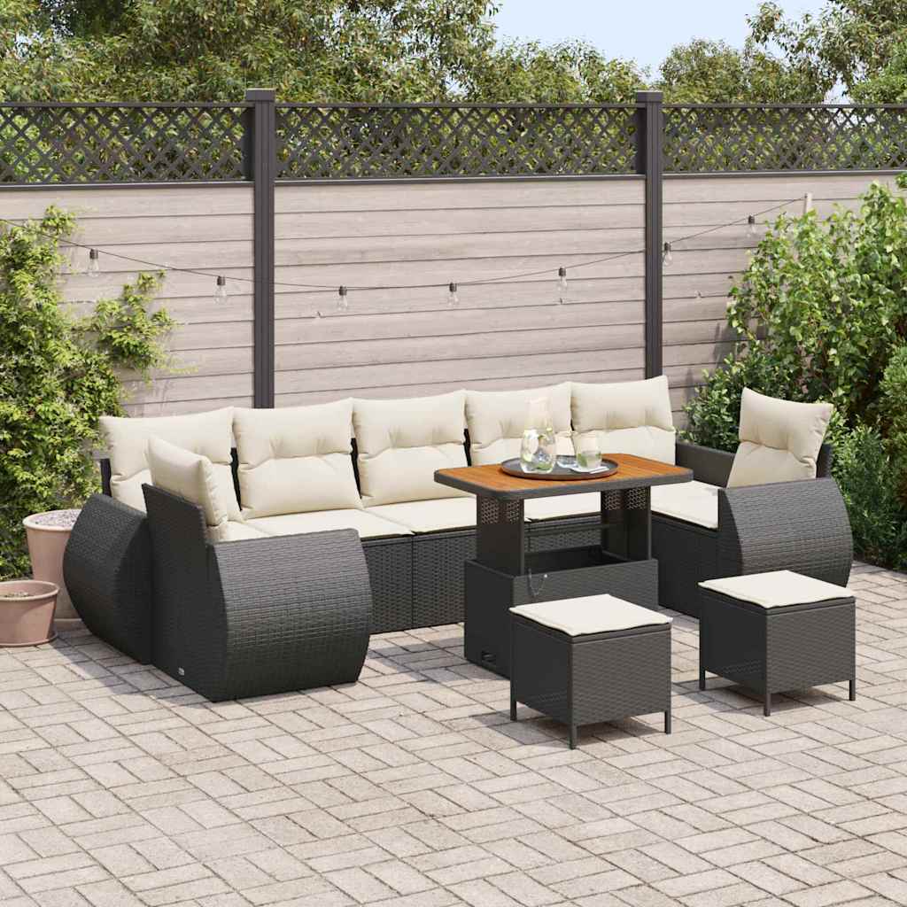 Garten-Sofa-Set 10 pcs Schwarz Poly-Rattan