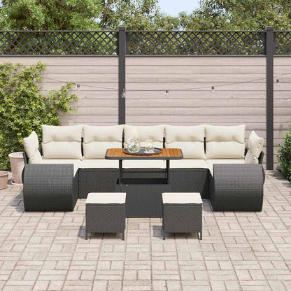 Garten-Sofa-Set 10 pcs Schwarz Poly-Rattan