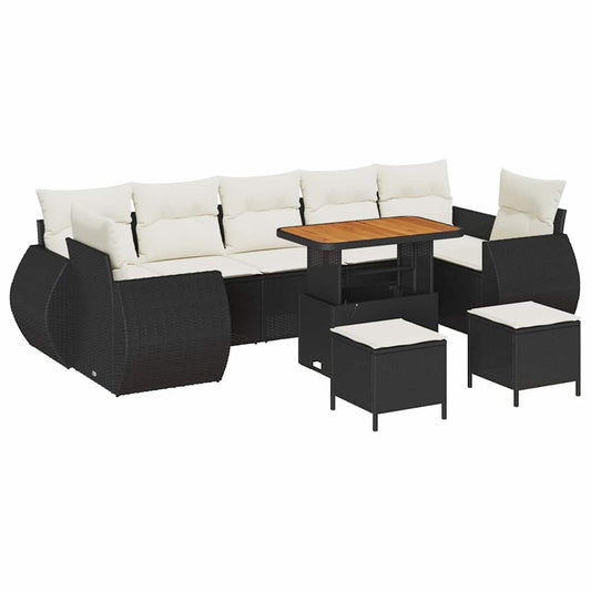 Garten-Sofa-Set 10 pcs Schwarz Poly-Rattan