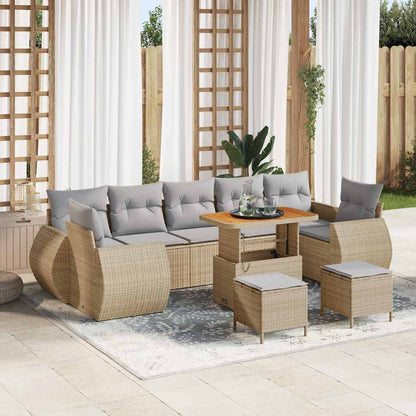 Garten-Sofa-Set 10 pcs Beige Poly-Rattan