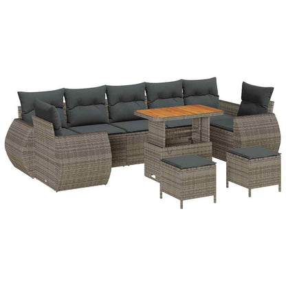 Garten-Sofa-Set 10 pcs Grau Poly-Rattan
