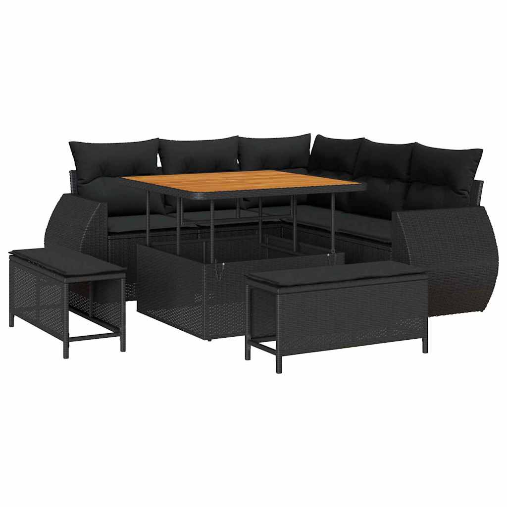 Garten-Sofa-Set 8 pcs Schwarz Poly-Rattan