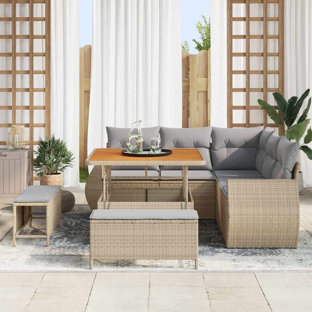 Garten-Sofa-Set 8 pcs Beige Poly-Rattan