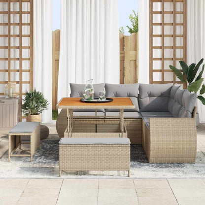 Garten-Sofa-Set 8 pcs Beige Poly-Rattan