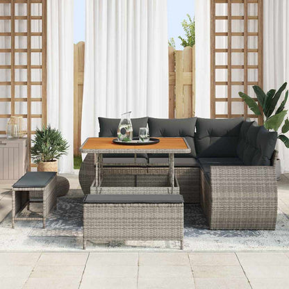 Garten-Sofa-Set 8 pcs Grau Poly-Rattan
