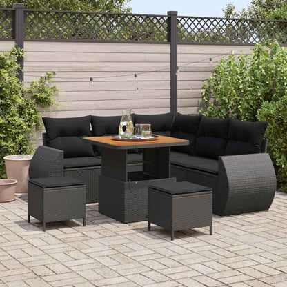 Garten-Sofa-Set 8 pcs Schwarz Poly-Rattan