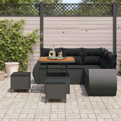 Garten-Sofa-Set 8 pcs Schwarz Poly-Rattan