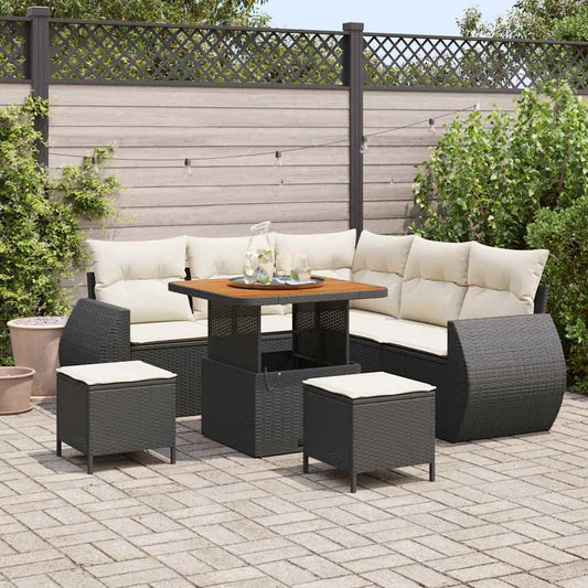 Garten-Sofa-Set 8 pcs Schwarz Poly-Rattan