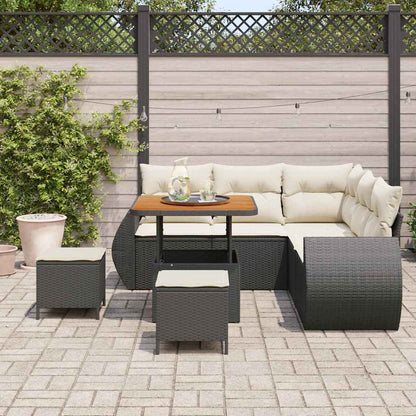 Garten-Sofa-Set 8 pcs Schwarz Poly-Rattan