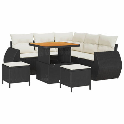 Garten-Sofa-Set 8 pcs Schwarz Poly-Rattan