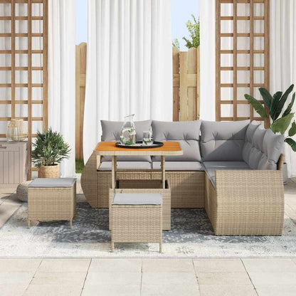 Garten-Sofa-Set 8 pcs Beige Poly-Rattan