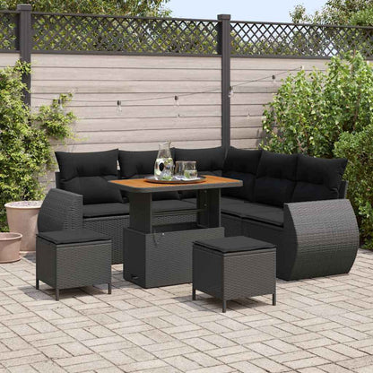 Garten-Sofa-Set 8 pcs Schwarz Poly-Rattan