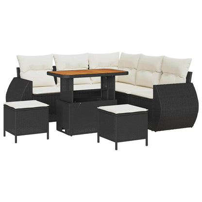 Garten-Sofa-Set 8 pcs Schwarz Poly-Rattan
