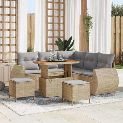 Garten-Sofa-Set 8 pcs Beige Poly-Rattan