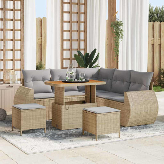 Garten-Sofa-Set 8 pcs Beige Poly-Rattan