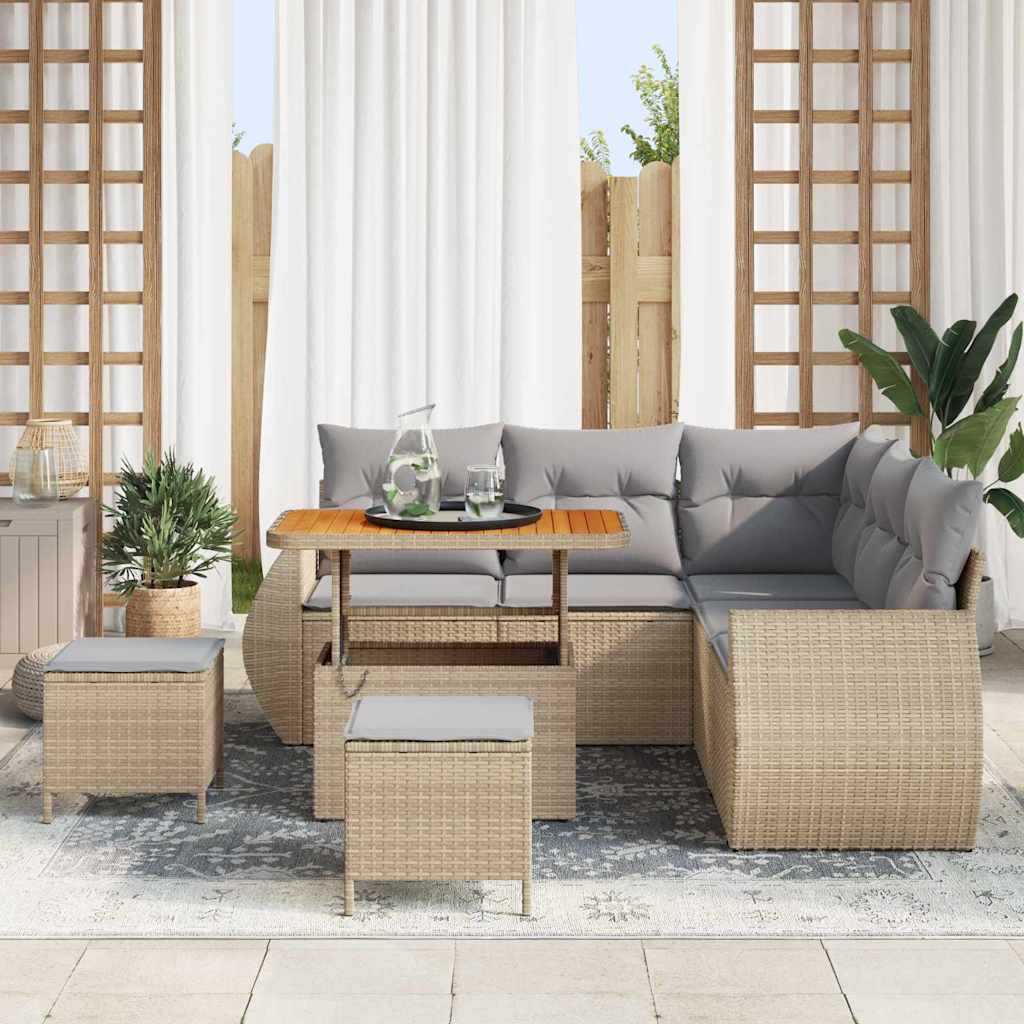Garten-Sofa-Set 8 pcs Beige Poly-Rattan