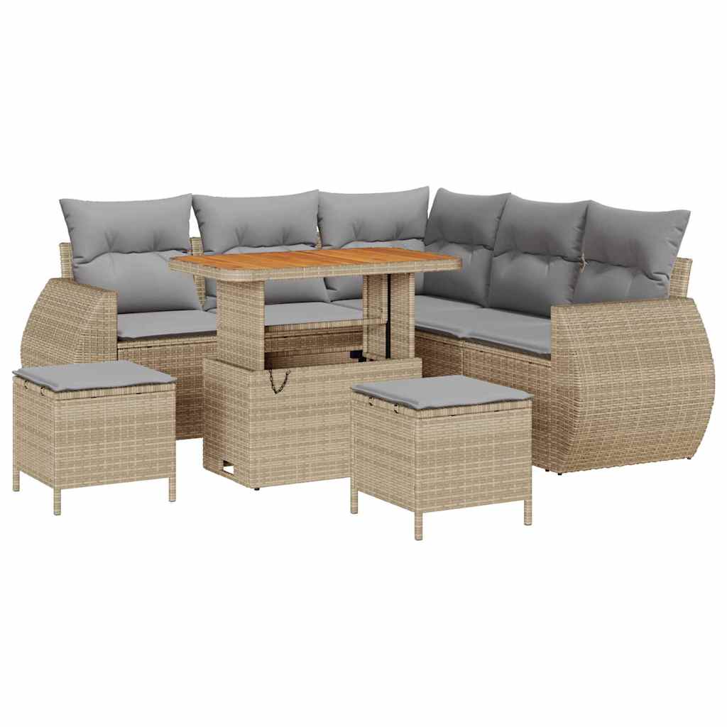 Garten-Sofa-Set 8 pcs Beige Poly-Rattan